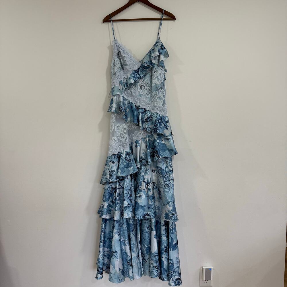 BHLDN Elora Sleeveless V-Neck Ruffle Lace Maxi Dress US 12 - Picture 4 of 10